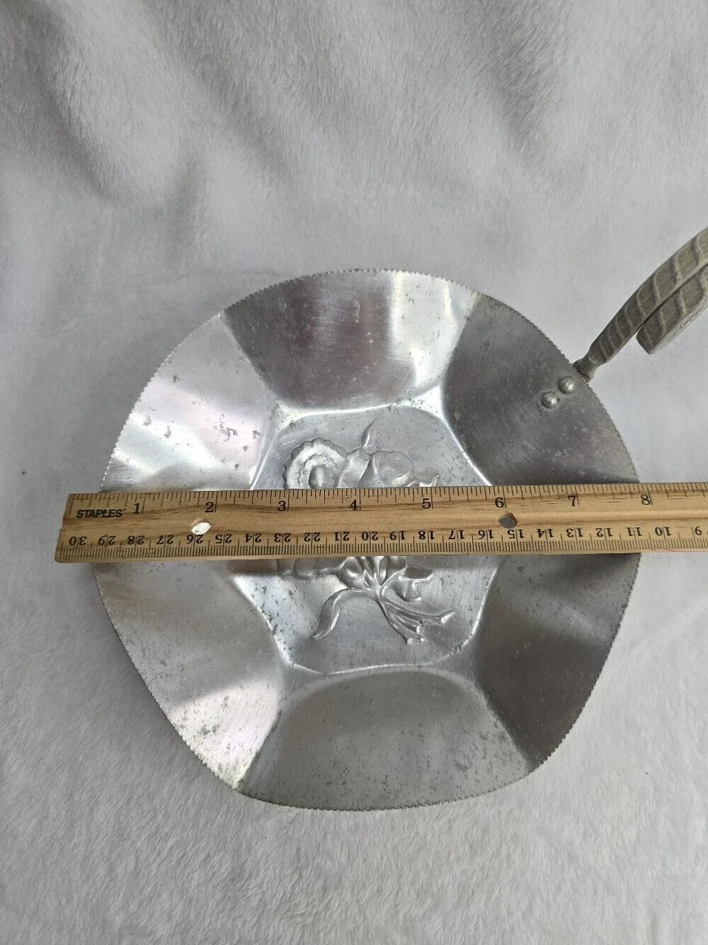 Vintage Mid Century Nasco Italian Aluminum Candy Dish Rose Design, See Described